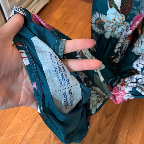 ModCloth Lauren green floral plunge one piece - Picture 10 of 13